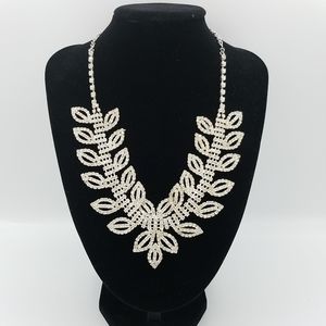 Rhinestone Leaf Design Statement Choker/Necklace